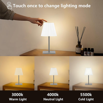 FLORNIA Dimmbare LED Akku Tischlampe Batterie betrieben