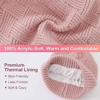 Winter Damen Strickmütze Kombiset, Mütze, Schal, Handschuhe