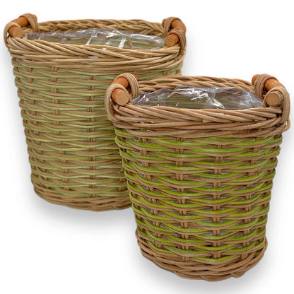 2er Set Rattan Pflanzkübel