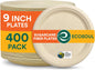 ECO SOUL Runde 9” (23cm) Bagasse Pappteller Set Beige (400 Stück) Einweggeschirr und 100% Kompostierbar