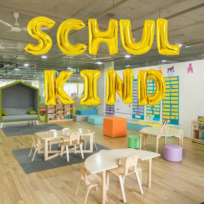 Schulanfang Deko Schulkind Folienballon, goldene Einschulungs Deko Heliumballons Schulkind