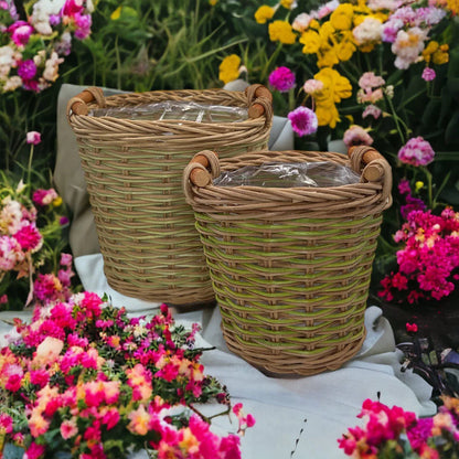 2er Set Rattan Pflanzkübel