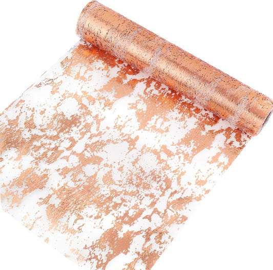 Tischband Glänzend 20m x 28cm, Tischdeko Geburtstag Tischläufer Rosegold Rolle Glitzer Wiederverwendbar für Hochzeit Taufe Partys