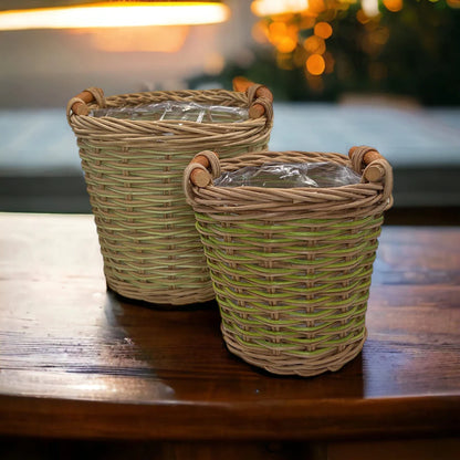 2er Set Rattan Pflanzkübel