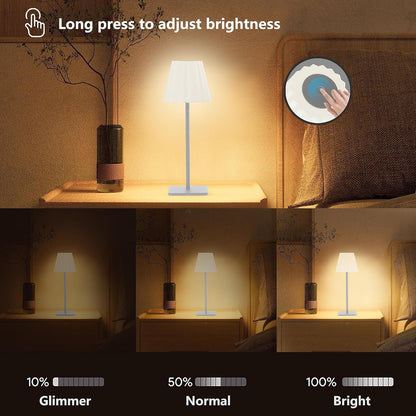 FLORNIA Dimmbare LED Akku Tischlampe Batterie betrieben