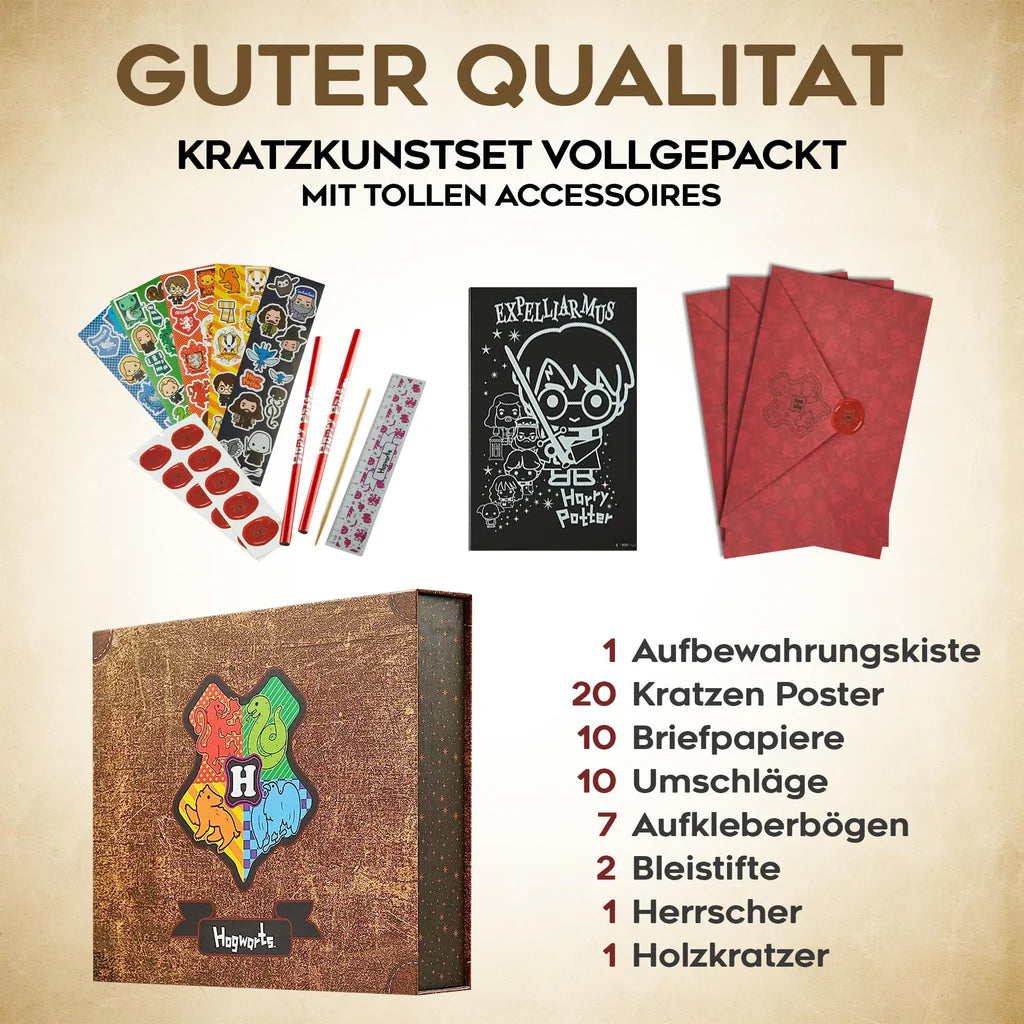 Harry Potter Rubbelkarten zum Ausmalen – Komplettset mit 20 Rubbelkarten für Kinder