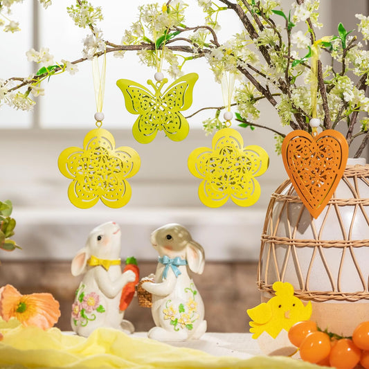 Valery Madelyn 6X Dekoaufhänger aus Metal, 7.5cm Frühlingsdeko zum Aufhängen, Osteranhänger Hochzeit Baumschmuck