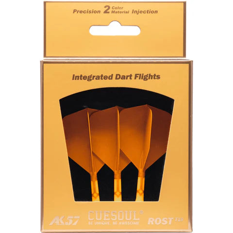Cuesoul Rost T19 Integrated Dart Schaft und Flights - Big Wing - Weiß mit orangefarbenem Flug