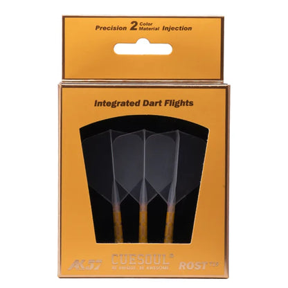 Cuesoul Rost T19 Integrated Dart Shaft and Flights - Big Wing - Yellow with Clear Flight