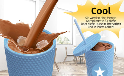 Hrobig Nieten Becher mit Strohhalm und Deckel, 710ml Doppelwandiger Trinkbecher aus Plastik - weiß -