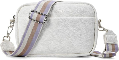 Leder Umhängetasche, Damen Bag, Breiter Gurt, Kleine Umhängetasche weiß