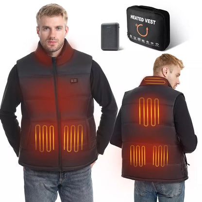 Beheizbare Weste Herren mit 12000mAh Akku/Powerbank, Heizweste Herren XXL
