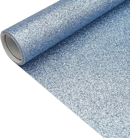 Himmelblau 30 x 135 cm glitzernde, superfeine Glitzer-Lederrollen, Kunststoff