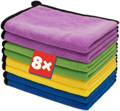 Poliertuch 8er Set Auto Trockentuch, Mikrofasertücher 40x30cm Reinigungstücher