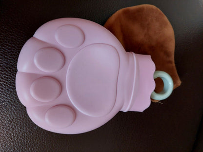 350ML Wärmflasche für Kinder, Tatzenabdruck mit Cover / Rosa