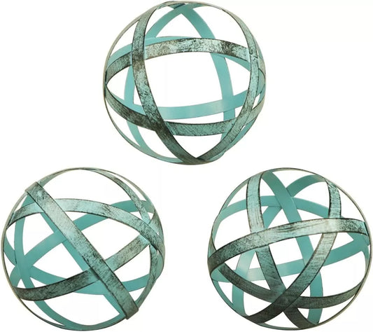 Blaue dekorative Kugel 3 Set – Metallkugel Dekoration –
