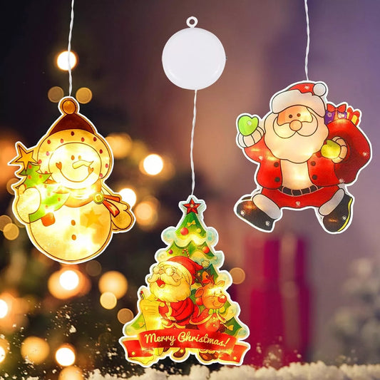 3er-Set LED Fensterlicht Saugnapf, LED Weihnachten Lichter