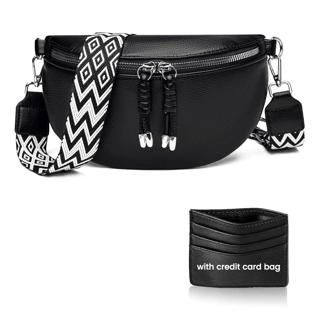 Ferlord Umhängetasche Damen Leder, Gürteltasche Damen stylische Crossbody Bag Damen mit 3 Fächern