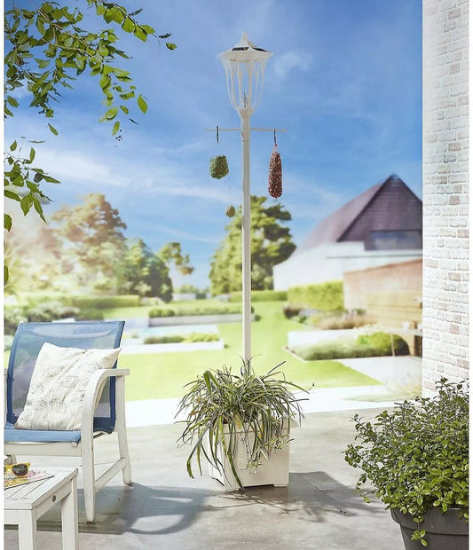 Luxform Westminster 2 m 80 Lumen Solar-Laternenpfahl mit Pflanzgefäß weiß