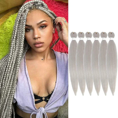 Wigenius Haarverlängerung zum einflechten, 6 Packs, 65 cm / silber