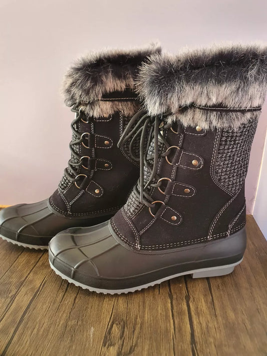 Schneestiefel Damen Warmes Plüschfutter, Winddicht Gr. 38