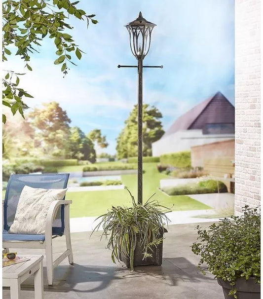 Luxform Westminster 2 m 80 Lumen Solar-Laternenpfahl mit Pflanzgefäß - Antik
