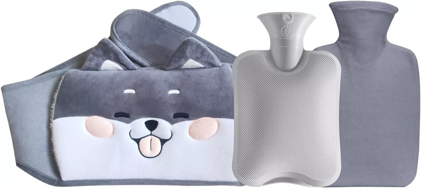 AnNissa Wärmflasche, Wärmeflasche mit Bezug und Gürtel, Wärmflaschen Set