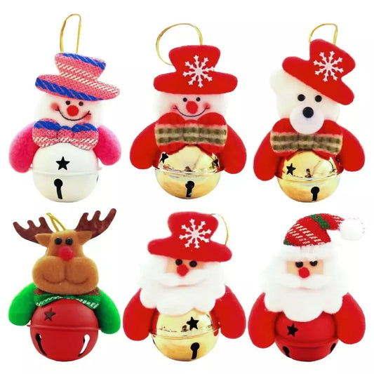 Weihnachtsbaumschmuck, Weihnachtsmann, Schneemann, Rentier mit Glocke