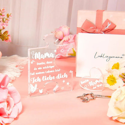 Geschenkset für Mama, Acrylblock-Puzzle Beste Mama Schlüsselanhänger Lieblingsmama