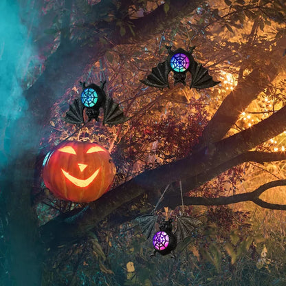 Weewooday 3er-Pack Halloween-Fledermaus-Lichter, batteriebetriebene LED-Laterne