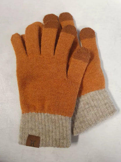 Winter Warme Strickmütze Mit Touchscreen Handschuhen
