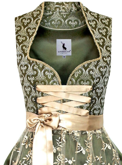 Alpenmärchen Midi Dirndl aus Exklusiver Kollektion inkl. Spitzenschürze Gr.36
