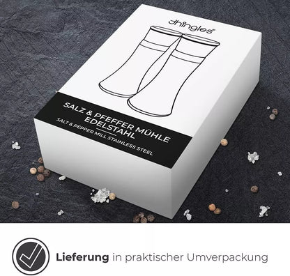 Thingles® Gewürzmühlen 2er Set mit verstellbarem Keramikmahlwerk