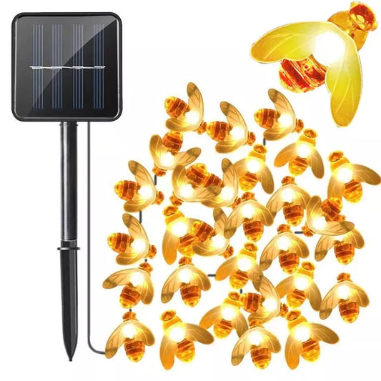 Honigbienen-Lichterkette, 6,5 m, solarbetriebene Außenbeleuchtung mit 30 LEDs