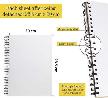 Elan Zeichenbuch A4, 50 Blatt 200gsm Glattes Papier, Drawing Book A4 2er Pack
