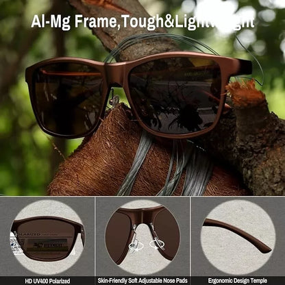 Polarisierte Autofahrer-Sonnenbrille für Herren, UV400-Schutz, Outdoor, Wandern, Braun
