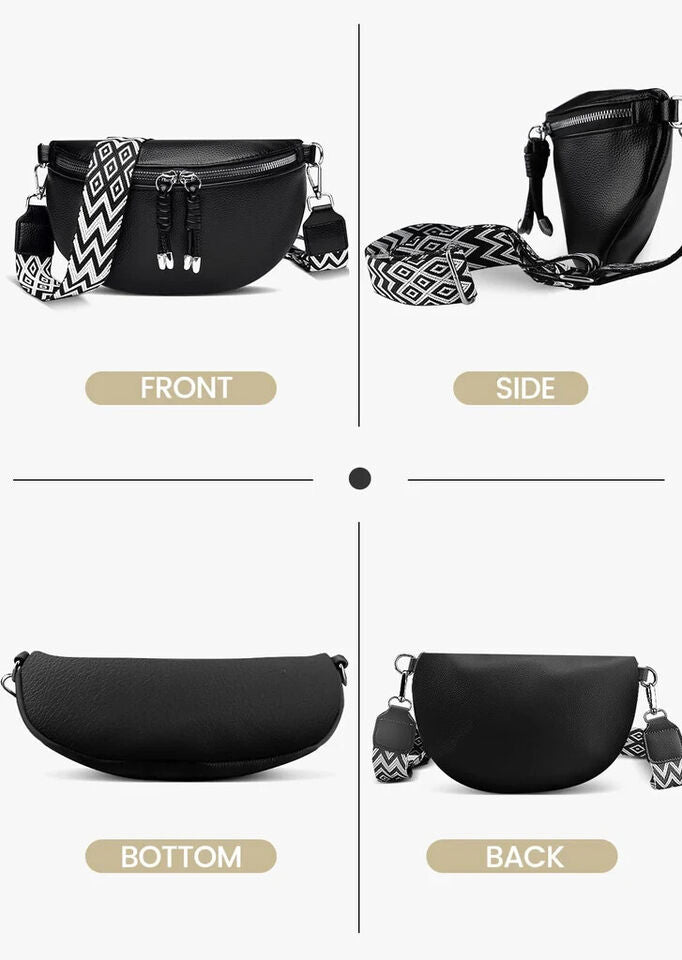 Ferlord Umhängetasche Damen Leder, Gürteltasche Damen stylische Crossbody Bag Damen mit 3 Fächern
