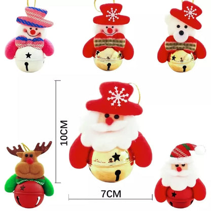 Weihnachtsbaumschmuck, Weihnachtsmann, Schneemann, Rentier mit Glocke