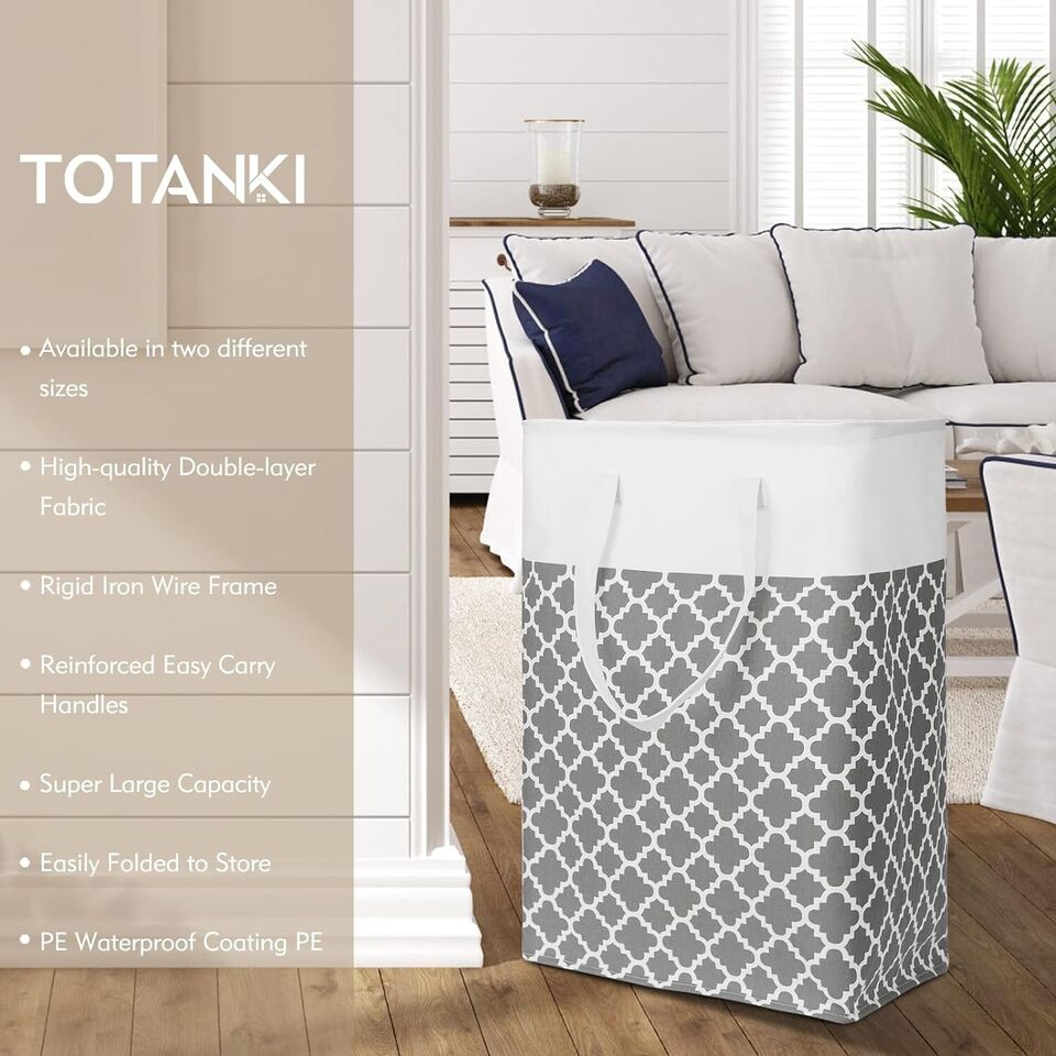 TOTANKI 2er-Pack großer Wäschekorb, Aufbewahrungstasche 80l, verstärkten Griffen