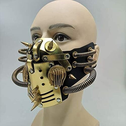 Ubauta Steampunk Maske aus Leder Cosplay Maske Punk Niet Maskerade