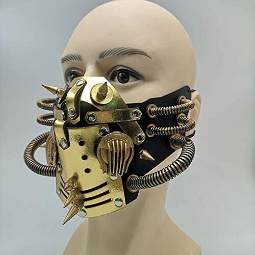 Ubauta Steampunk Maske aus Leder Cosplay Maske Punk Niet Maskerade
