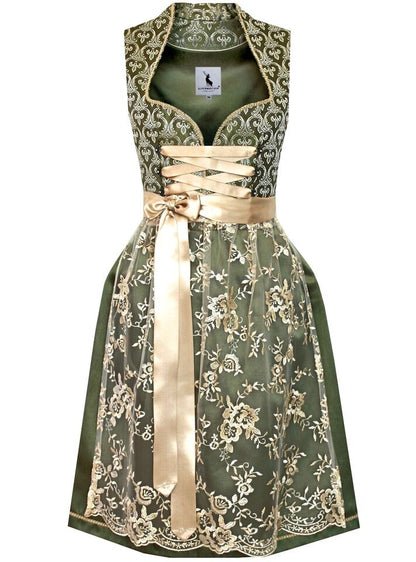 Alpenmärchen Midi Dirndl aus Exklusiver Kollektion inkl. Spitzenschürze Gr.36