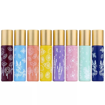 8 Stück 10 ml Roll-on-Glasflaschen für ätherisches Öl, tragbare Glasflasche
