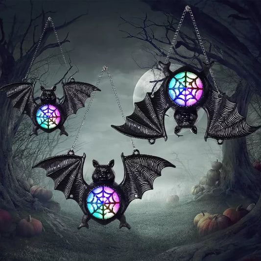 Weewooday 3er-Pack Halloween-Fledermaus-Lichter, batteriebetriebene LED-Laterne