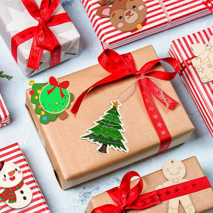 48 Stück Holzhandwerk für Kinder, Weihnachtsdekorationsanhänger aus Holz