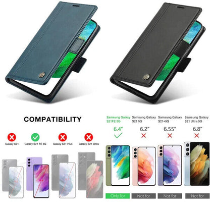 Handyhülle für Samsung Galaxy S21 FE Hülle Premium PU Leder "Schwarz"