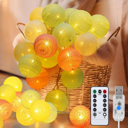 20 LED USB Dimmbar Cotton Ball Lichterkette mit Fernbedienung