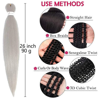 Wigenius Haarverlängerung zum einflechten, 6 Packs, 65 cm / silber