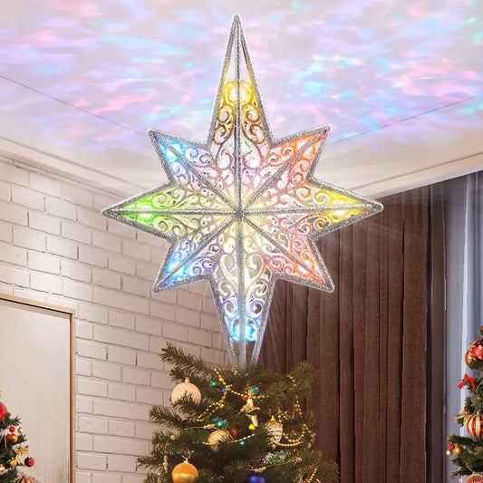 Weihnachtsbaumspitze, Anis-Sternspitze, drehbar, 360 LEDs