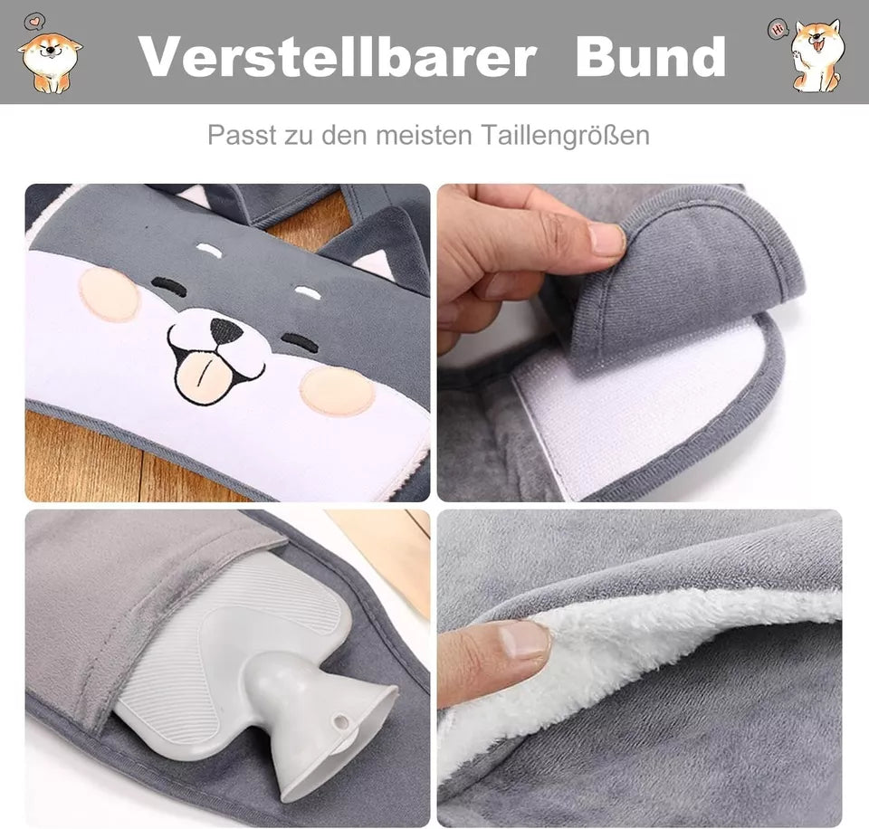 AnNissa Wärmflasche, Wärmeflasche mit Bezug und Gürtel, Wärmflaschen Set